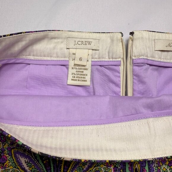 J. Crew | Size 6 | No. 2 Pencil Skirt in Purple, Tan, Yellow, Green Paisley - Picture 8 of 8
